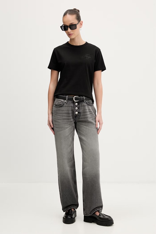 HUGO basic majica kratkih rukava za žene od pamuka Damacia_7 50561233 crna SS26