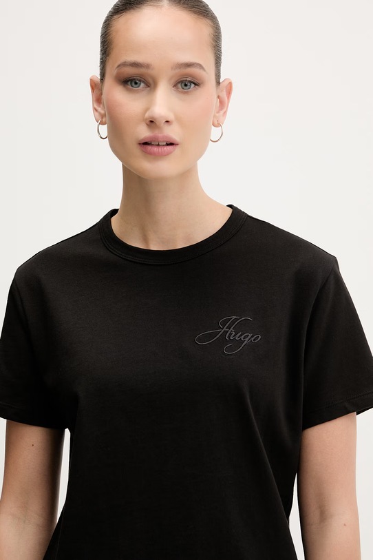 HUGO basic majica kratkih rukava za žene od pamuka Damacia_7 crna 50561233