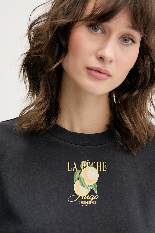 HUGO футболка жіноча бавовняна Vintage Tee_24 сірий 50561264