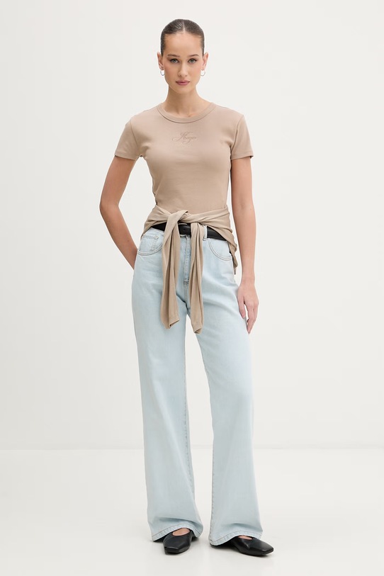 HUGO crop top damski 50568725 beżowy SS26