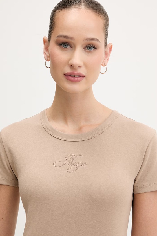 HUGO crop top damski beżowy 50568725