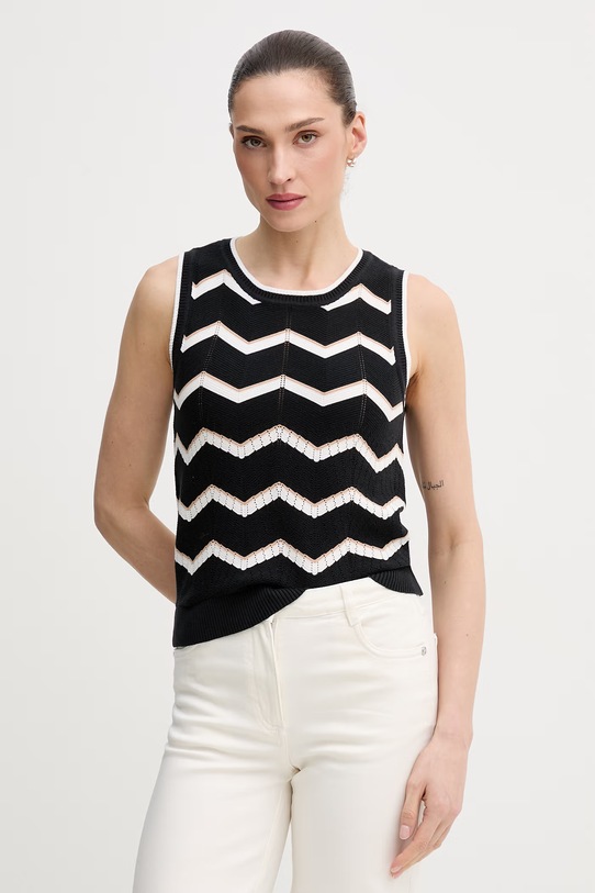 Dkny top bawełniany wzorzyste czarny DJ6R0206