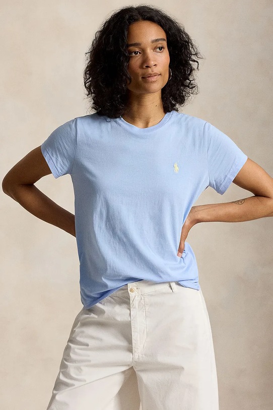 Polo Ralph Lauren COTTON JERSEY-KNT-T-SHIRT basic t-shirt cotton women's blue 211B14605019