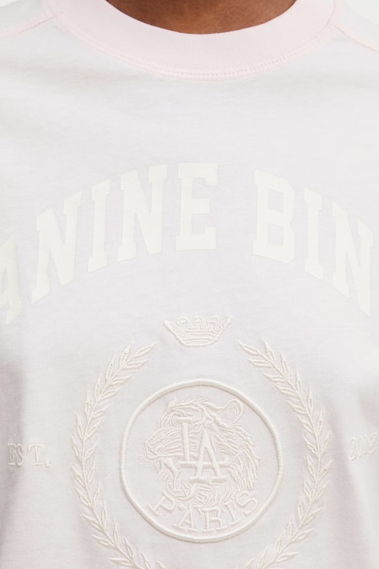 Odzież Anine Bing JAYLIN TEE COLLEGIATE - POWDER PINK T-shirt bawełniany damski A.08.12505.PKI1 różowy