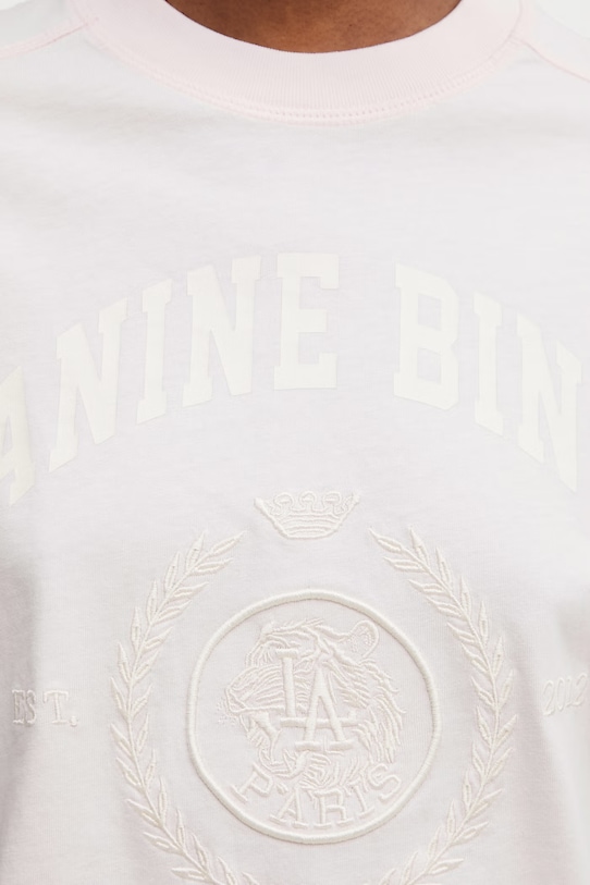 Odzież Anine Bing JAYLIN TEE COLLEGIATE - POWDER PINK T-shirt bawełniany damski A.08.12505.PKI1 różowy
