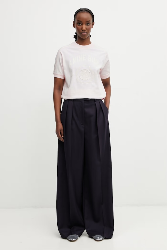 Anine Bing JAYLIN TEE COLLEGIATE - POWDER PINK T-shirt bawełniany damski A.08.12505.PKI1 różowy