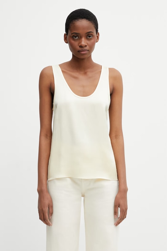 Anine Bing LEA TOP - BUTTER YELLOW top dámsky hodvábny hladký žltá A.07.0839.CRM02