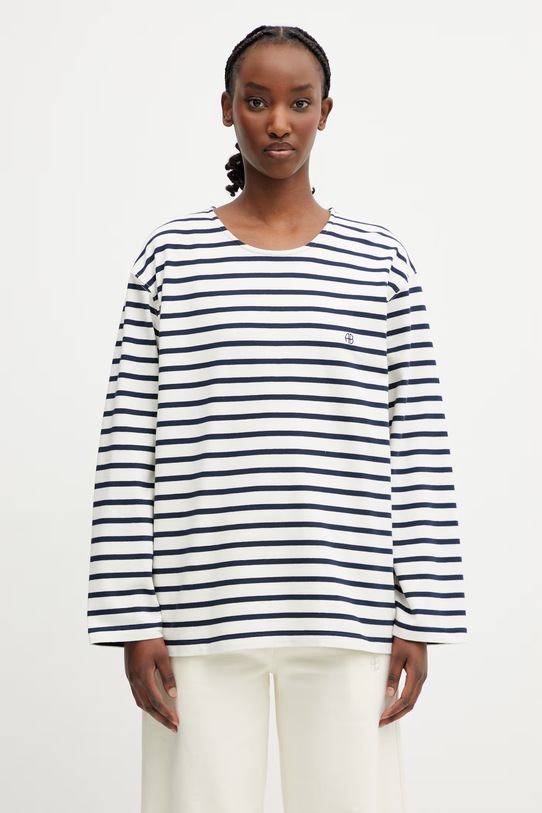Anine Bing longsleeve damski bawełniany NEWTON TEE ANINE BING - NAVY STRIPE granatowy A.08.11995.STR15