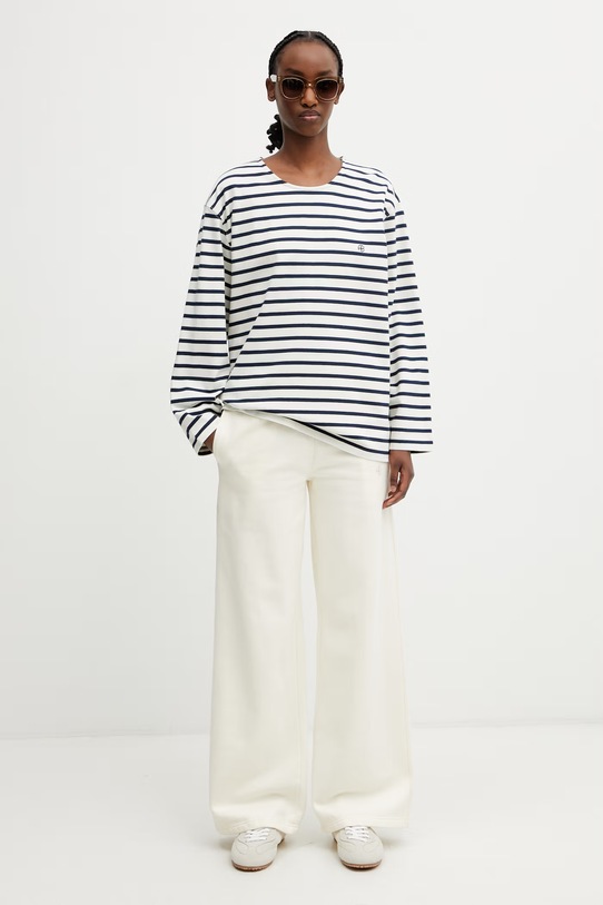 Anine Bing longsleeve damski bawełniany NEWTON TEE ANINE BING - NAVY STRIPE A.08.11995.STR15 granatowy