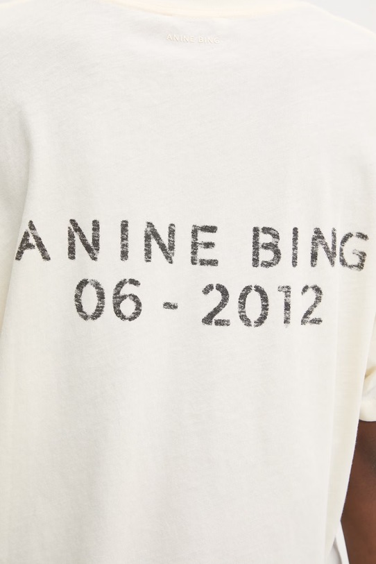 Anine Bing WAGNER TEE SOFT STENCIL - CREAM t-shirt bawełniany damski beżowy A.08.12383.WKHA2