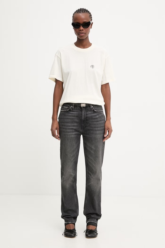 Anine Bing WAGNER TEE SOFT STENCIL - CREAM t-shirt bawełniany damski A.08.12383.WKHA2 beżowy