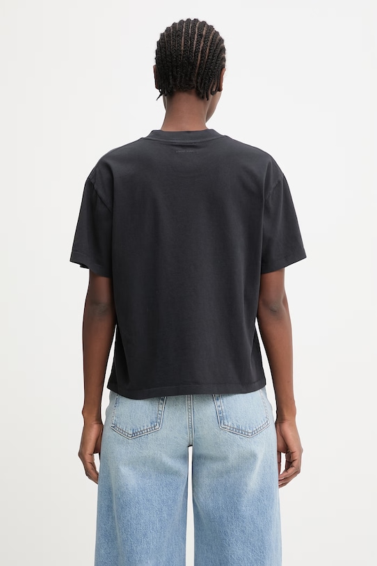 Odzież Anine Bing WAGNER TEE STENCIL - VINTAGE BLACK t-shirt bawełniany damski A.08.12382.VTG3 czarny