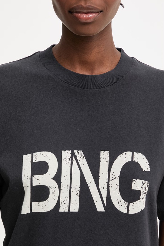Anine Bing WAGNER TEE STENCIL - VINTAGE BLACK t-shirt bawełniany damski czarny A.08.12382.VTG3