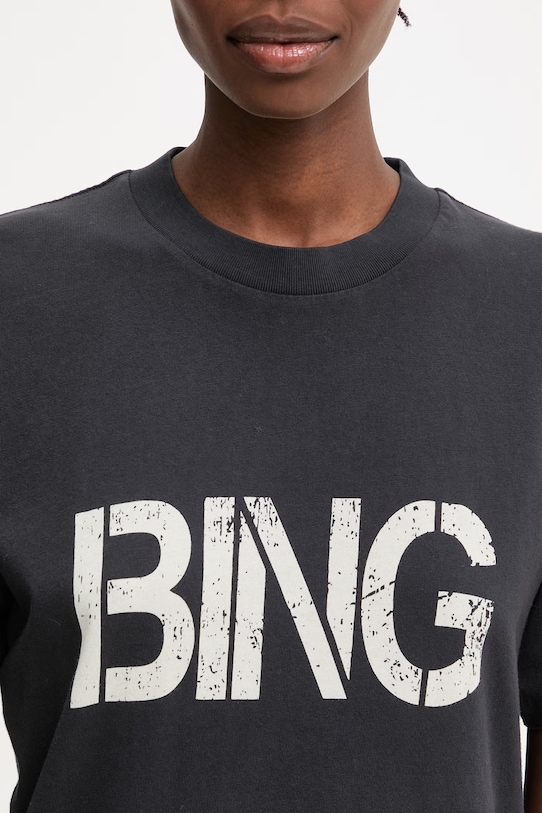 Anine Bing WAGNER TEE STENCIL - VINTAGE BLACK t-shirt bawełniany damski czarny A.08.12382.VTG3