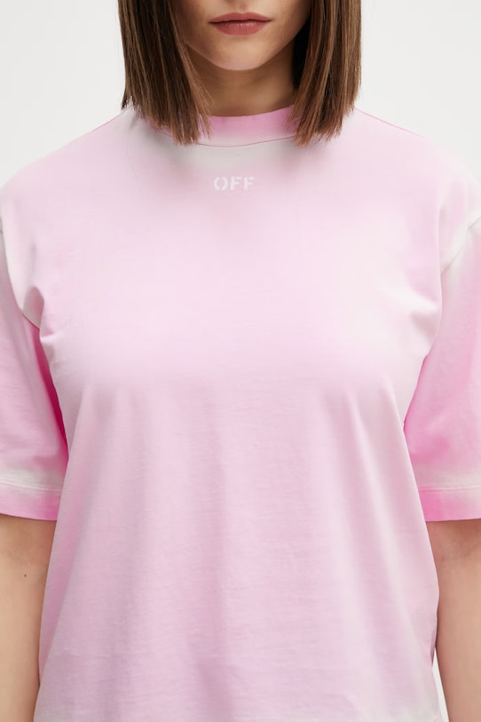 Off-White Spray Off Stamp t-shirt bawełniany damski różowy 2AA124S26JER007
