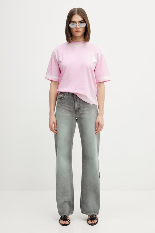 Off-White Spray Off Stamp t-shirt bawełniany damski 2AA124S26JER007 różowy