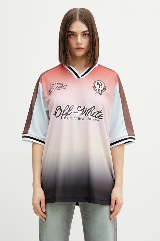 Off-White Soccer t-shirt damski różowy 2AA13JS26JER001