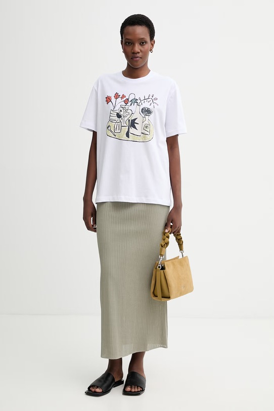 MUNTHE t-shirt bawełniany BALLON 261110726160 biały SS26