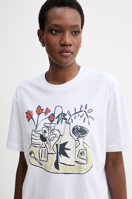 MUNTHE t-shirt bawełniany BALLON biały 261110726160