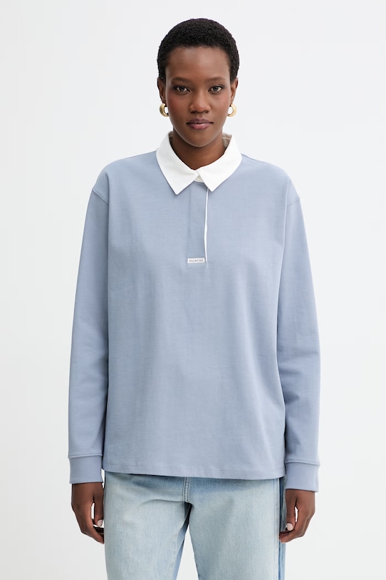 MUNTHE longsleeve bawełniany BECENT bawełna niebieski 261114026166