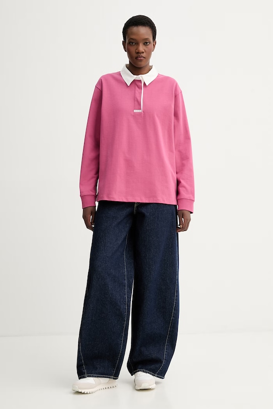 Bavlnené tričko s dlhým rukávom MUNTHE BECENT 261114026166 ružová SS26