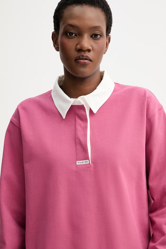 Bavlnené tričko s dlhým rukávom MUNTHE BECENT ružová 261114026166