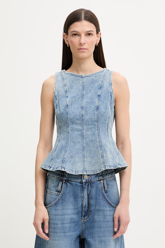 Levi's bluzka damska jeansowa PEPLUM SEAMED DENIM niebieski 005EF