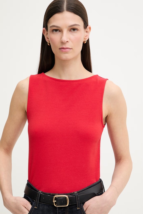 Levi's top damski z bawełną SL BOATNECK czerwony 005IZ