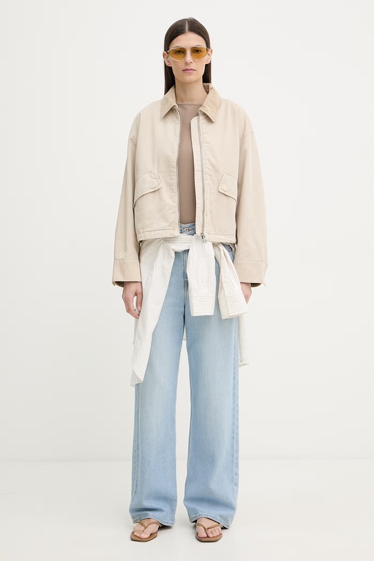 Levi's top damski z bawełną SL BOATNECK 005IZ brązowy SS26