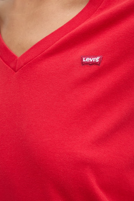 Levi's T-shirt damski bawełniany PERFECT VNECK 85341.0140 czerwony