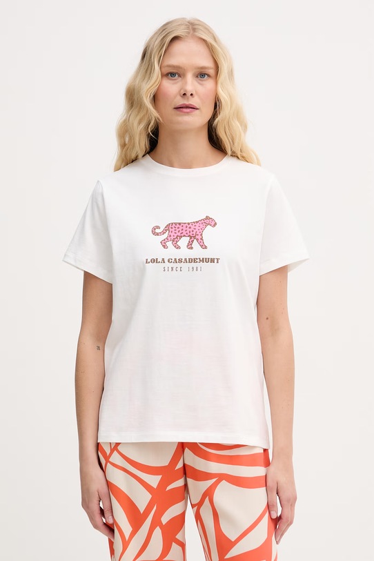 Lola Casademunt t-shirt damski bawełniany biały LS2615015
