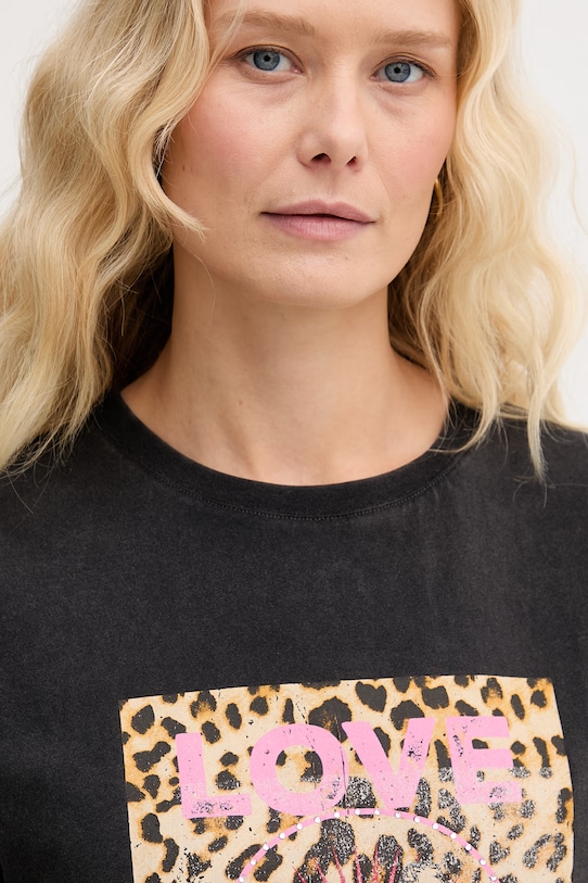 Lola Casademunt t-shirt damski bawełniany czarny LS2615105