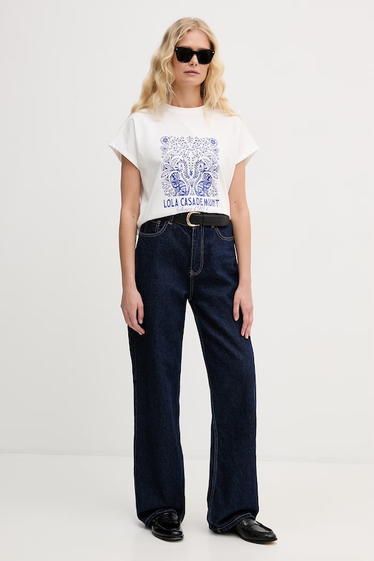 Lola Casademunt t-shirt damski bawełniany LS2615110 biały SS26
