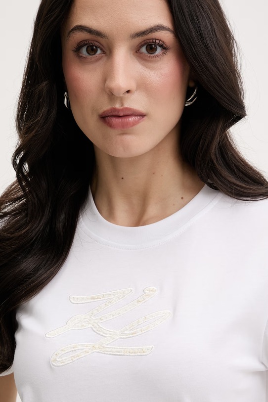 Karl Lagerfeld tričko dámské bavlněné bílá B2W17093