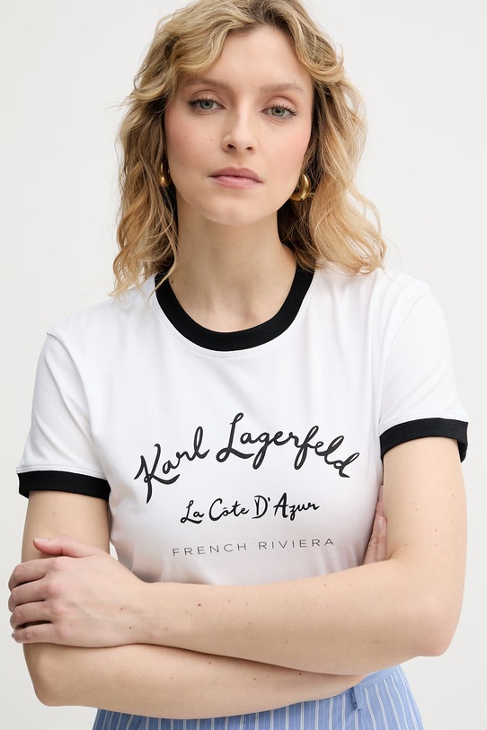 Karl Lagerfeld tričko ženské bavlněné bílá B2W17021