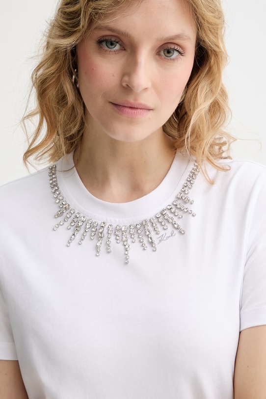 Karl Lagerfeld tričko ženské bavlněné bílá B2W17017