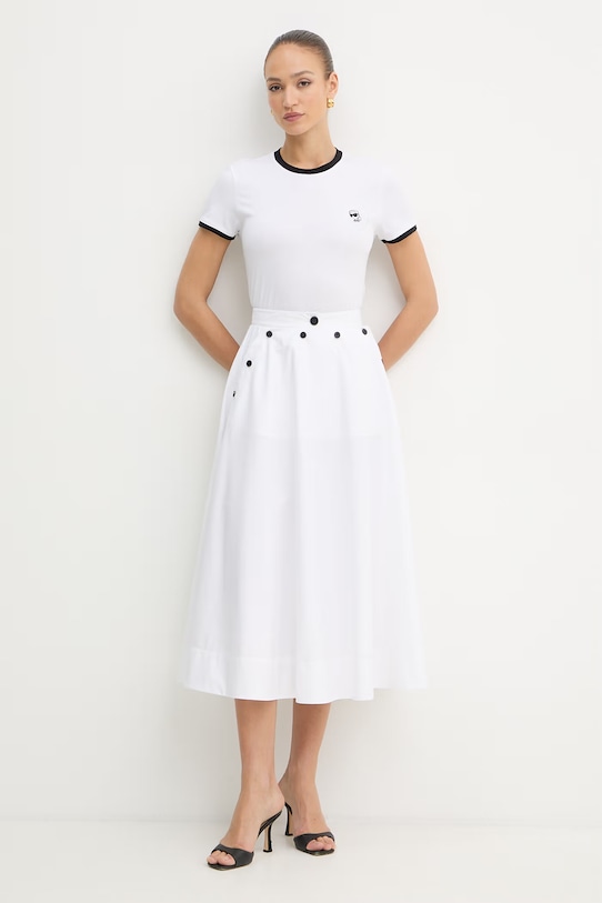 Karl Lagerfeld tricou pentru femei, din bumbac IKON B2W17026 alb SS26