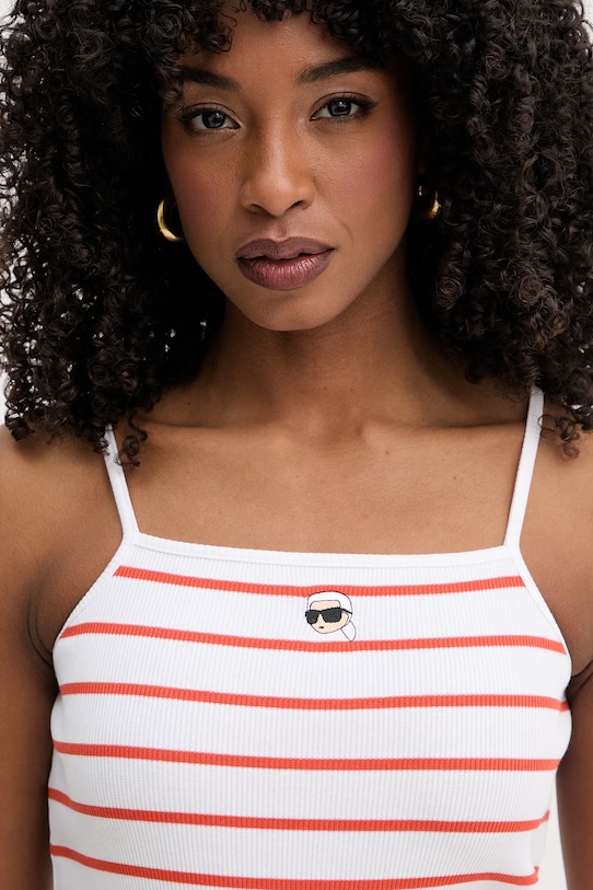 Karl Lagerfeld top damski bawełniany z elastanem IKON biały B2W17036