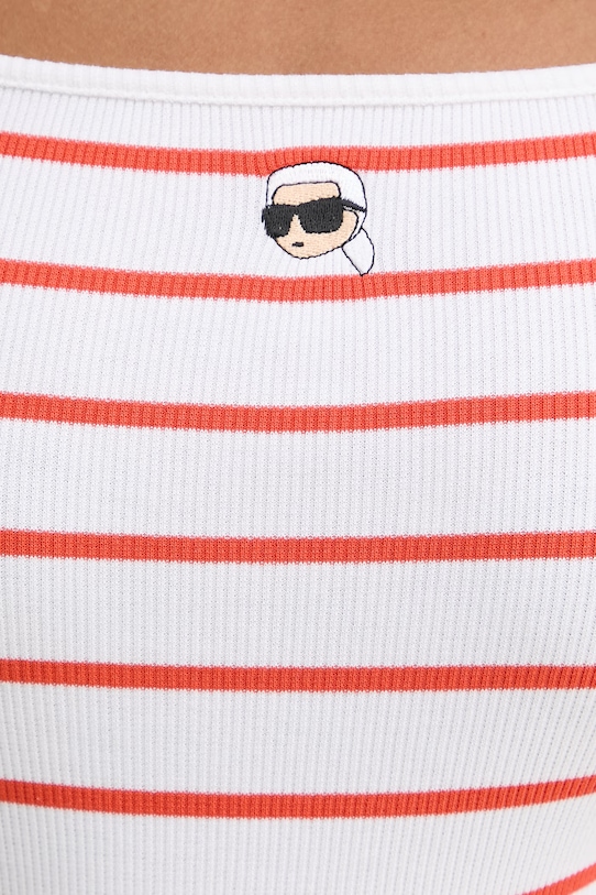 Karl Lagerfeld top damski bawełniany z elastanem IKON B2W17036 biały
