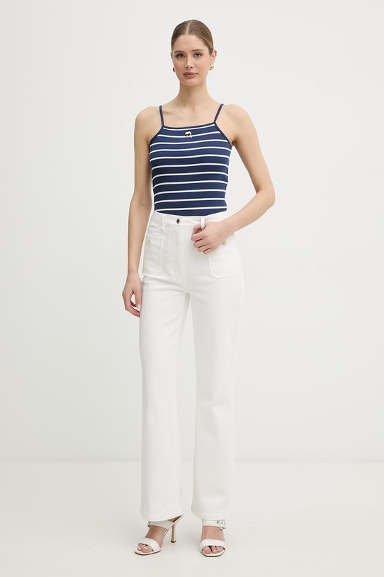 Karl Lagerfeld top dámský bavlněný s elastanem IKON B2W17036 námořnická modř SS26