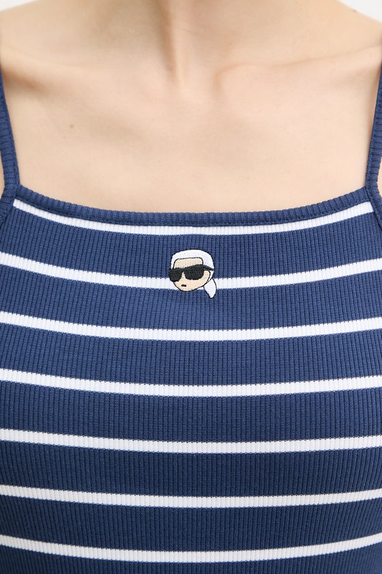 Karl Lagerfeld top dámský bavlněný s elastanem IKON B2W17036 námořnická modř