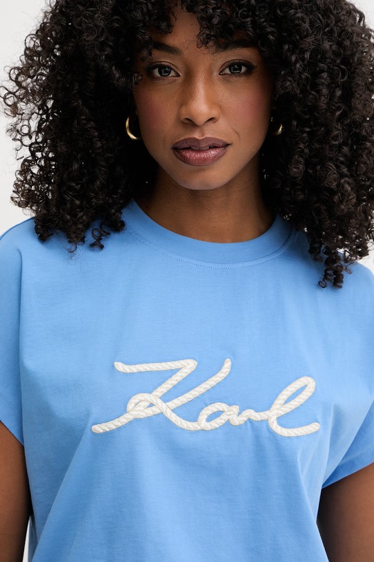 Karl Lagerfeld tričko dámské bavlněné modrá B2W17020