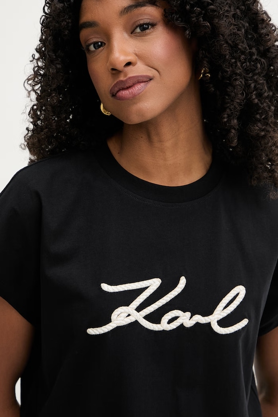 Karl Lagerfeld t-shirt damski bawełniany czarny B2W17020
