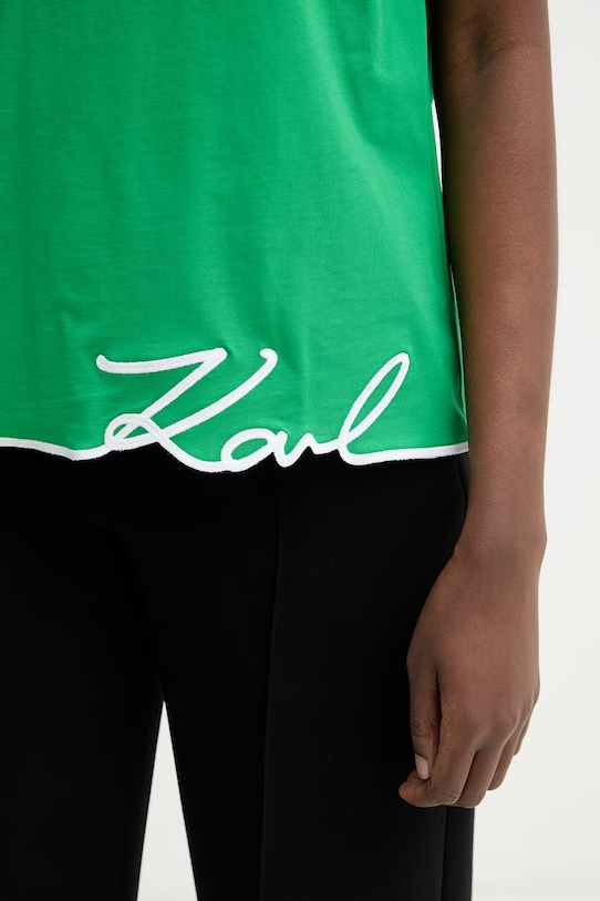 Karl Lagerfeld top damski bawełniany zielony B2W17018