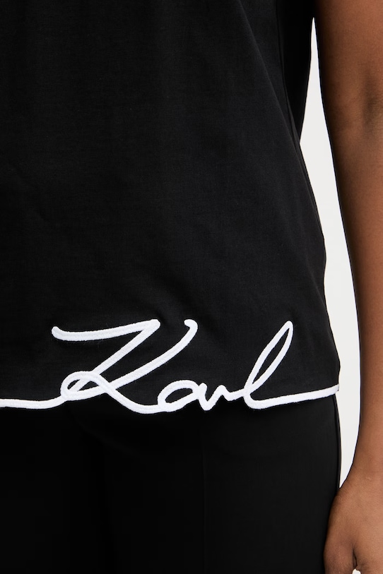 Karl Lagerfeld top pentru femei, din bumbac B2W17018 negru