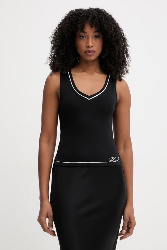 Karl Lagerfeld top damski z wiskozy czarny B2W44008
