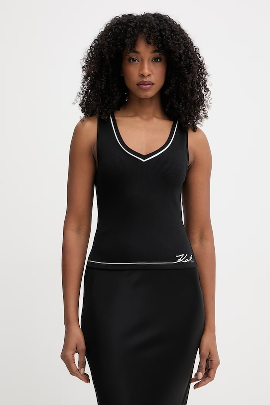 Karl Lagerfeld top dámsky z viskózy čierna B2W44008