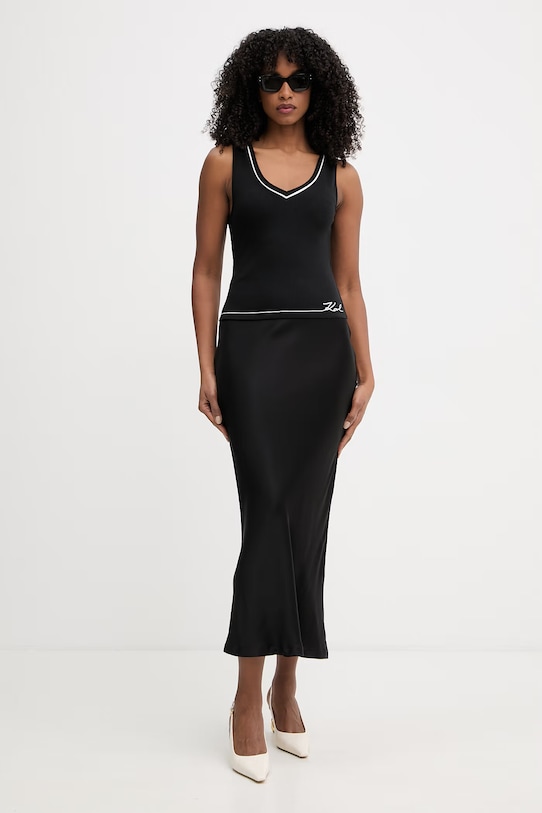 Karl Lagerfeld top dámsky z viskózy B2W44008 čierna SS26