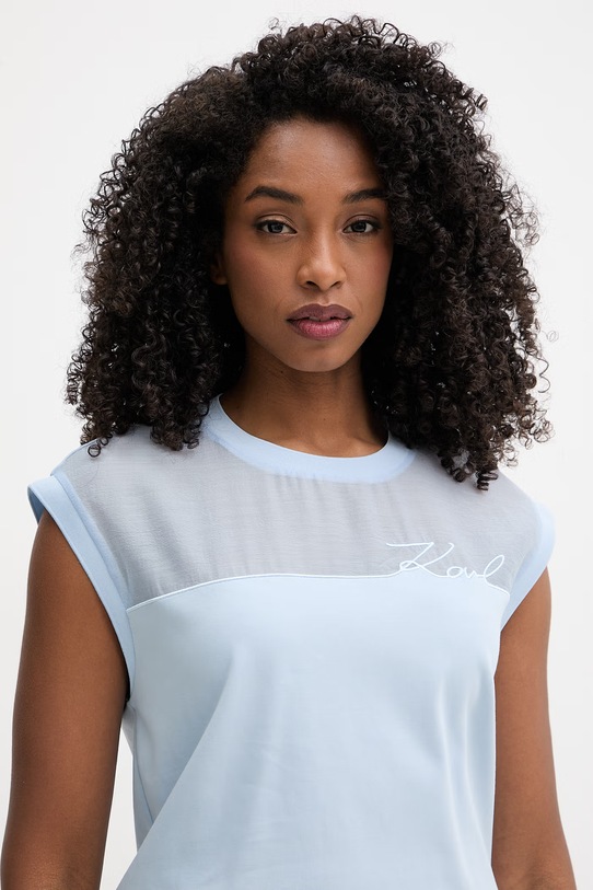 Karl Lagerfeld top damski bawełniany turkusowy B2W17019