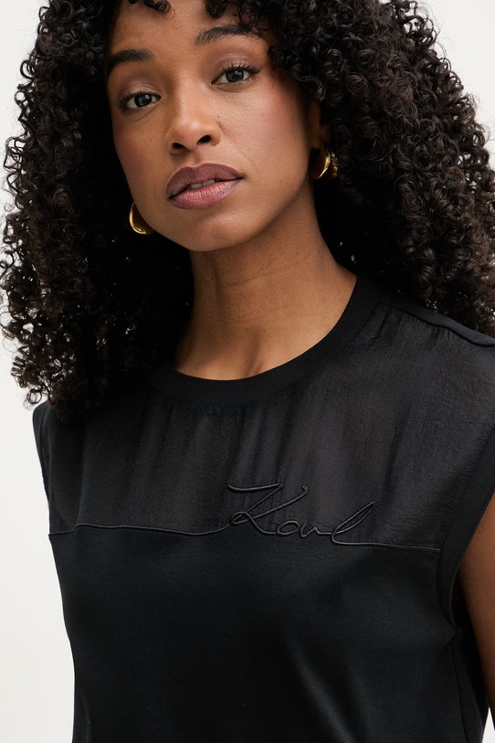 Karl Lagerfeld top damski bawełniany czarny B2W17019